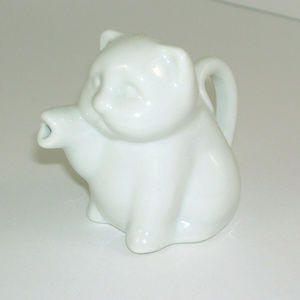 Cat Creamer Pitcher White Ceramic Farmhouse Small